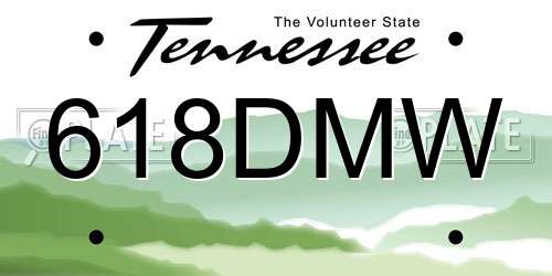 618DMW Tennessee License Plate