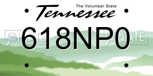 618NP0 Tennessee License Plate