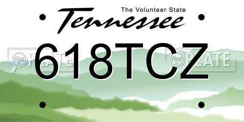 618TCZ Tennessee License Plate