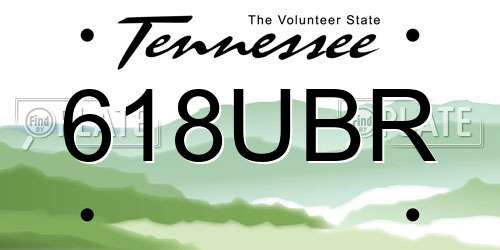 618UBR Tennessee License Plate