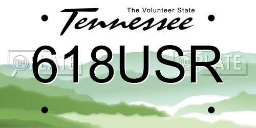 618USR Tennessee License Plate