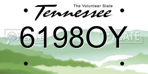 6198OY Tennessee License Plate