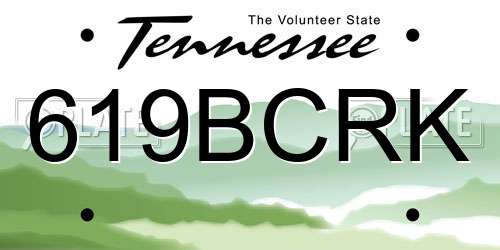 619BCRK Tennessee License Plate