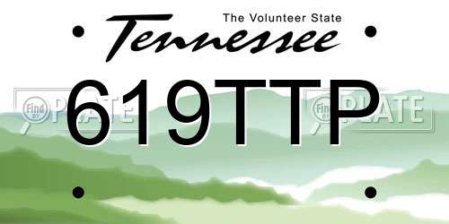 619TTP Tennessee License Plate