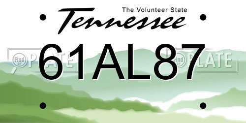 61AL87 Tennessee License Plate