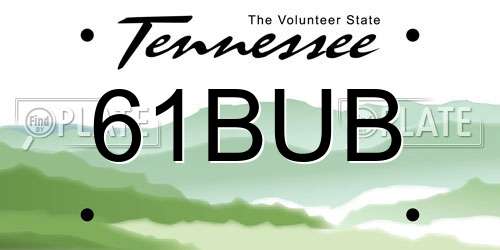 61BUB Tennessee License Plate