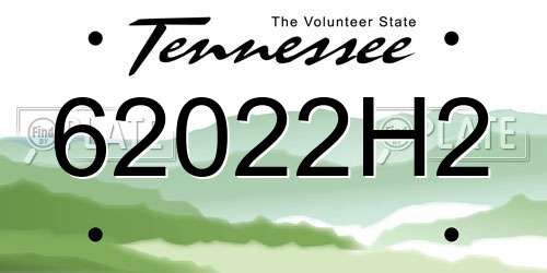 62022H2 Tennessee License Plate