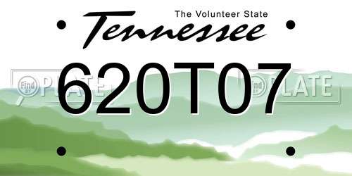 620T07 Tennessee License Plate
