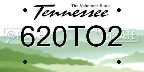 620TO2 Tennessee License Plate
