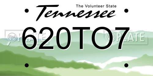620TO7 Tennessee License Plate