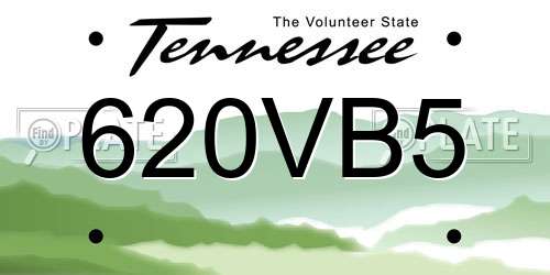 620VB5 Tennessee License Plate
