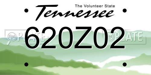 620Z02 Tennessee License Plate