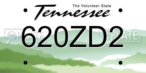 620ZD2 Tennessee License Plate