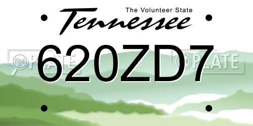 620ZD7 Tennessee License Plate