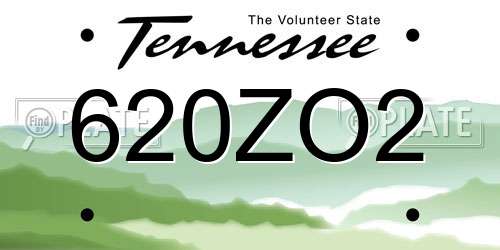 620ZO2 Tennessee License Plate