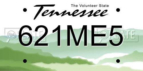 621ME5 Tennessee License Plate