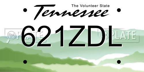 621ZDL Tennessee License Plate
