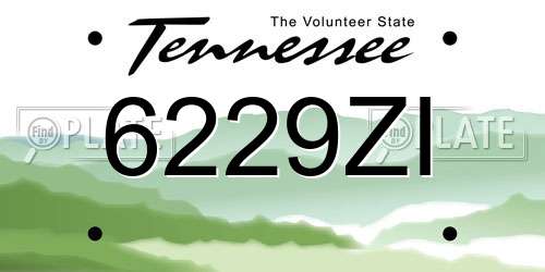 6229ZI Tennessee License Plate