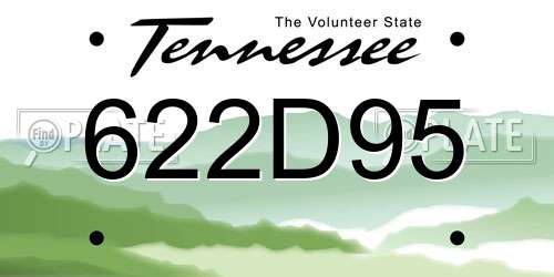 622D95 Tennessee License Plate