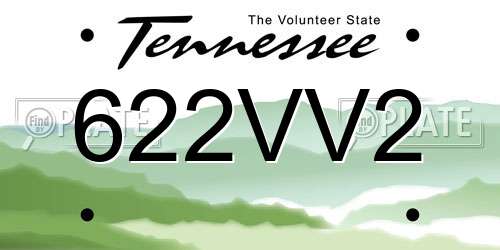 622VV2 Tennessee License Plate