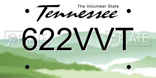 622VVT Tennessee License Plate