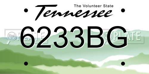 6233BG Tennessee License Plate