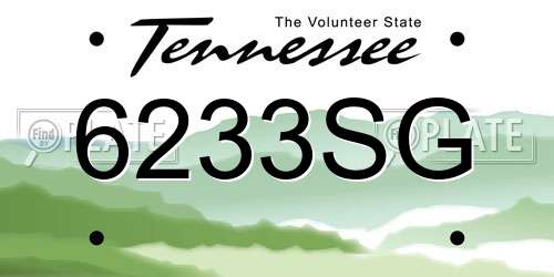 6233SG Tennessee License Plate