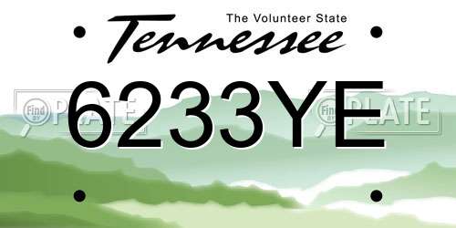 6233YE Tennessee License Plate