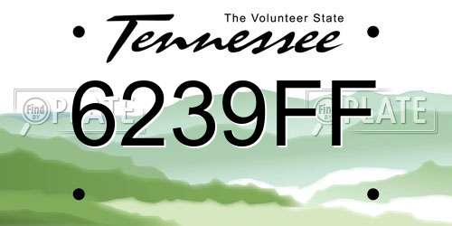 6239FF Tennessee License Plate