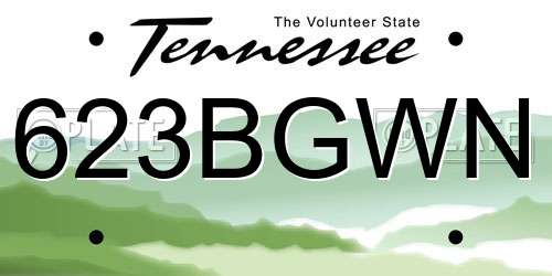 623BGWN Tennessee License Plate