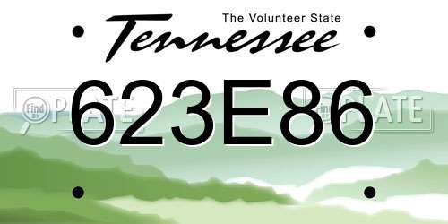 623E86 Tennessee License Plate