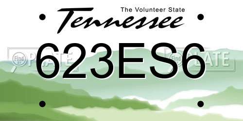 623ES6 Tennessee License Plate