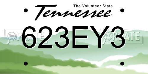 623EY3 Tennessee License Plate
