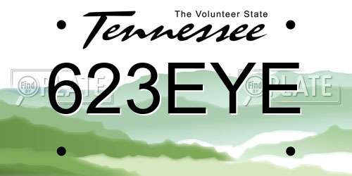 623EYE Tennessee License Plate