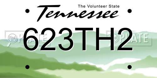 623TH2 Tennessee License Plate