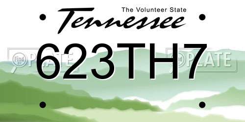 623TH7 Tennessee License Plate