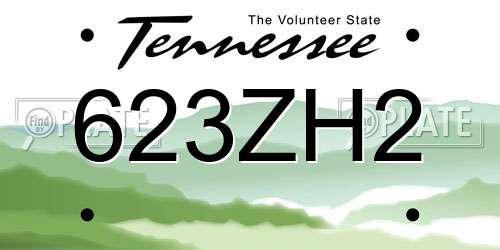 623ZH2 Tennessee License Plate