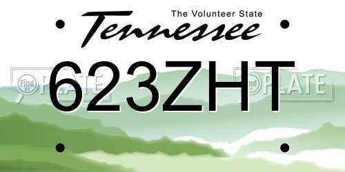 623ZHT Tennessee License Plate