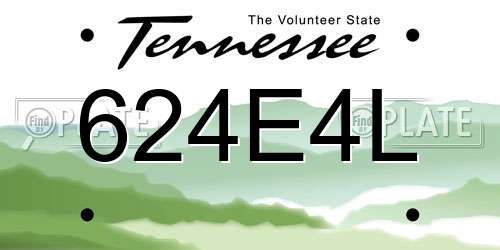 624E4L Tennessee License Plate