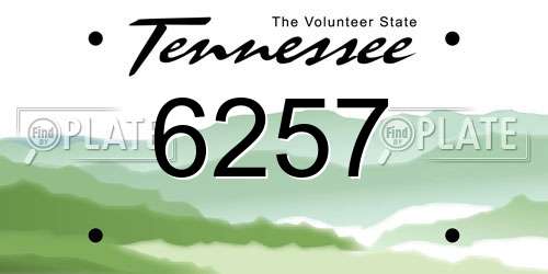 6257 Tennessee License Plate