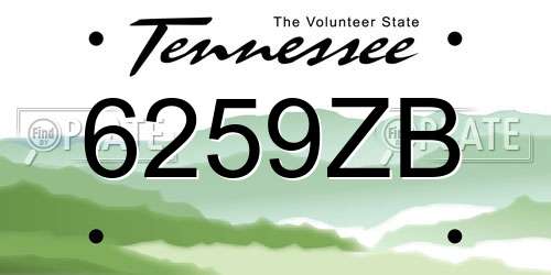 6259ZB Tennessee License Plate
