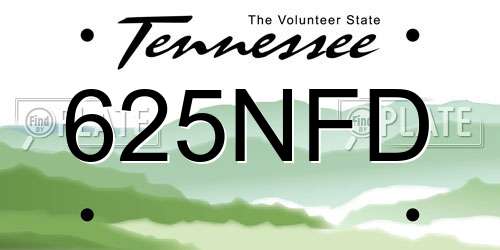 625NFD Tennessee License Plate
