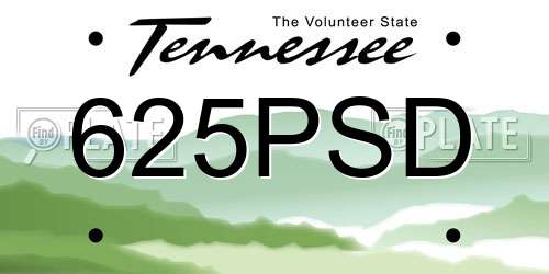 625PSD Tennessee License Plate