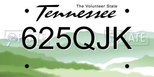 625QJK Tennessee License Plate