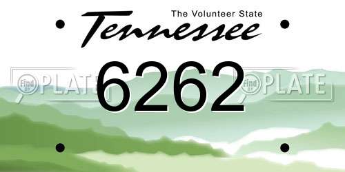 6262 Tennessee License Plate