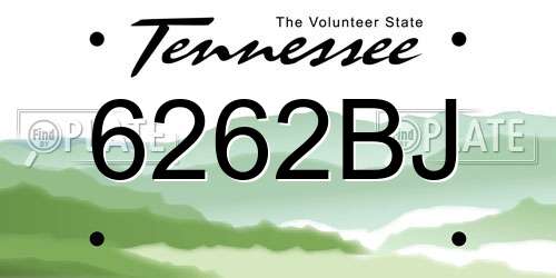 6262BJ Tennessee License Plate