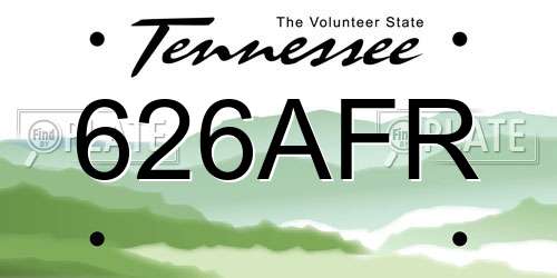 626AFR Tennessee License Plate