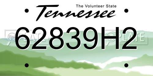 62839H2 Tennessee License Plate