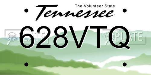 628VTQ Tennessee License Plate