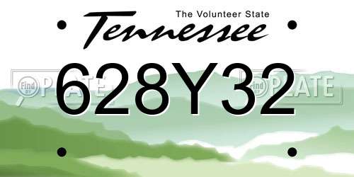 628Y32 Tennessee License Plate